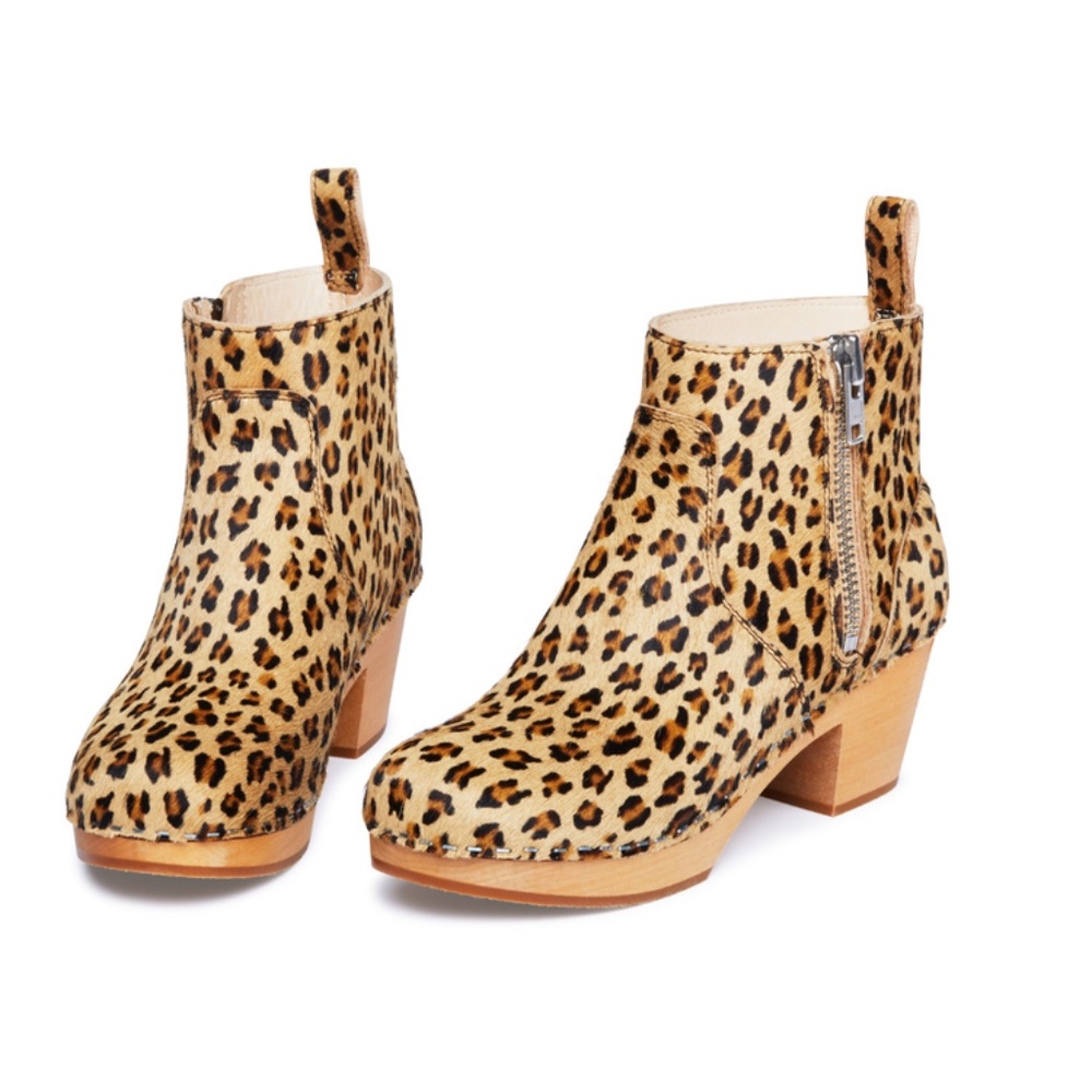Swedish Hasbeens - Zip It Emy boot - Leopard Print - Size 39